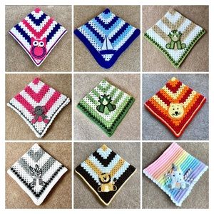 Crocheted Baby Blankets with appliqués